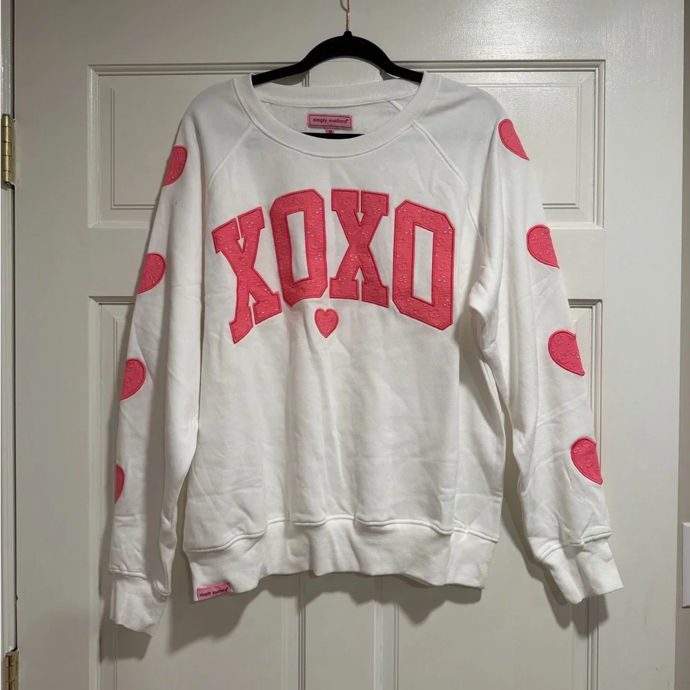 Simply Southern White Sweatshirt with Pink Accents - Picture 1 of 4